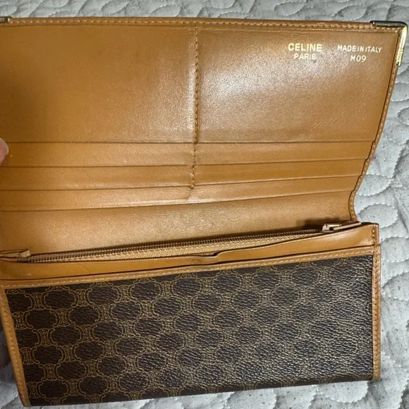 Celine Large Macadam Brown/Tan Envelope Leather Continental Wallet - Picture 10 of 16
